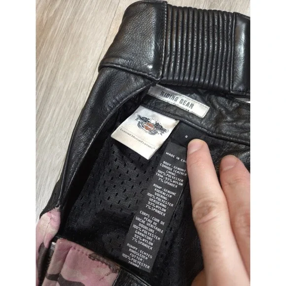 Harley Davidson Leather Chaps Womens Small Camo Riding Gear - Picture 12 of 14